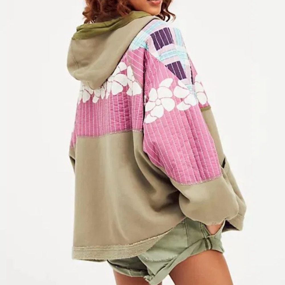 Free People We The Free Near and Far Hoodie Kantha Inspired Sz Medium - Picture 3 of 12